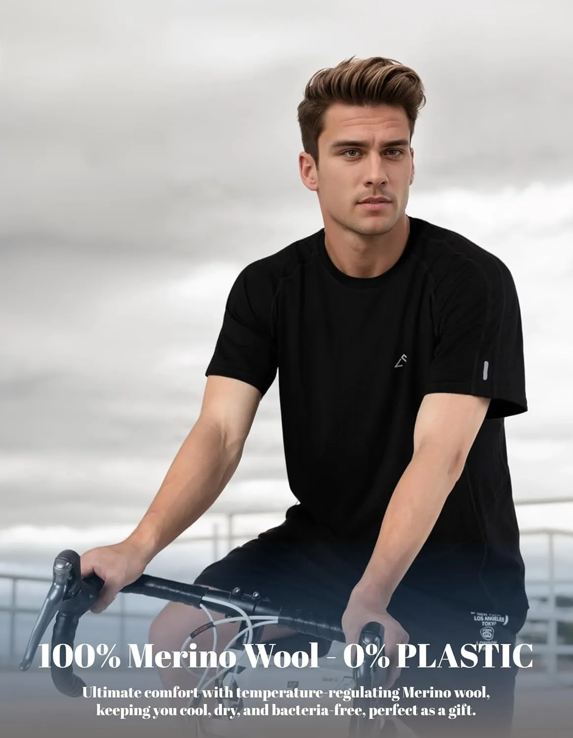 100% Merino Wool Gym T Shirts for Men, Breathable Athletic Workout Short Sleeve Tee, Moisture Wicking T-Shirts