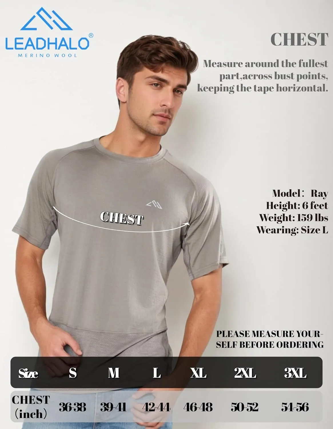 100% Merino Wool Gym T Shirts for Men, Breathable Athletic Workout Short Sleeve Tee, Moisture Wicking T-Shirts