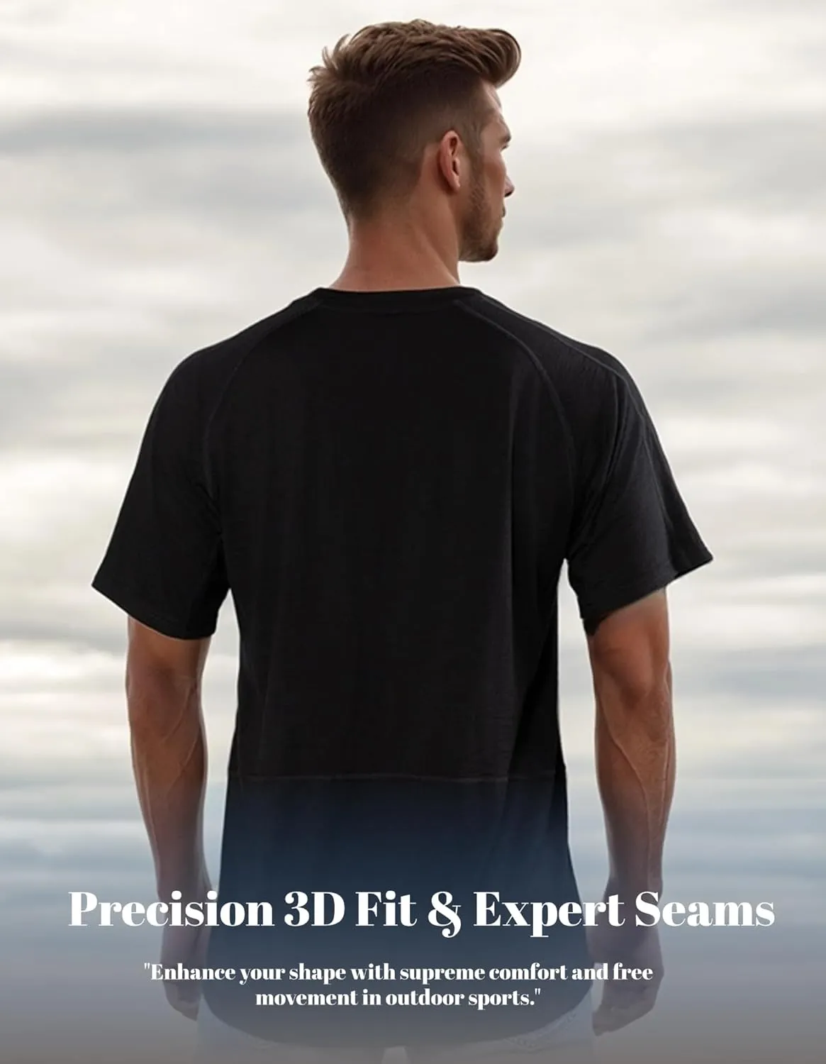 100% Merino Wool Gym T Shirts for Men, Breathable Athletic Workout Short Sleeve Tee, Moisture Wicking T-Shirts