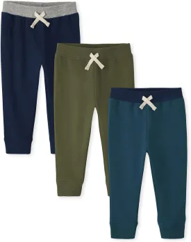 And Toddler Boy Active Striped Fleece Jogger Pants 2-pack