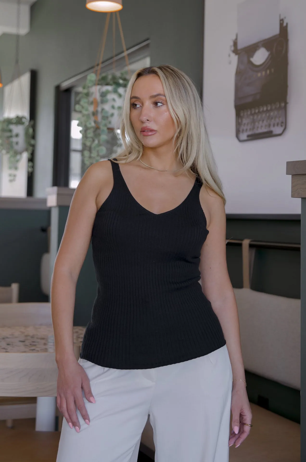 Black Knit Tank Top
