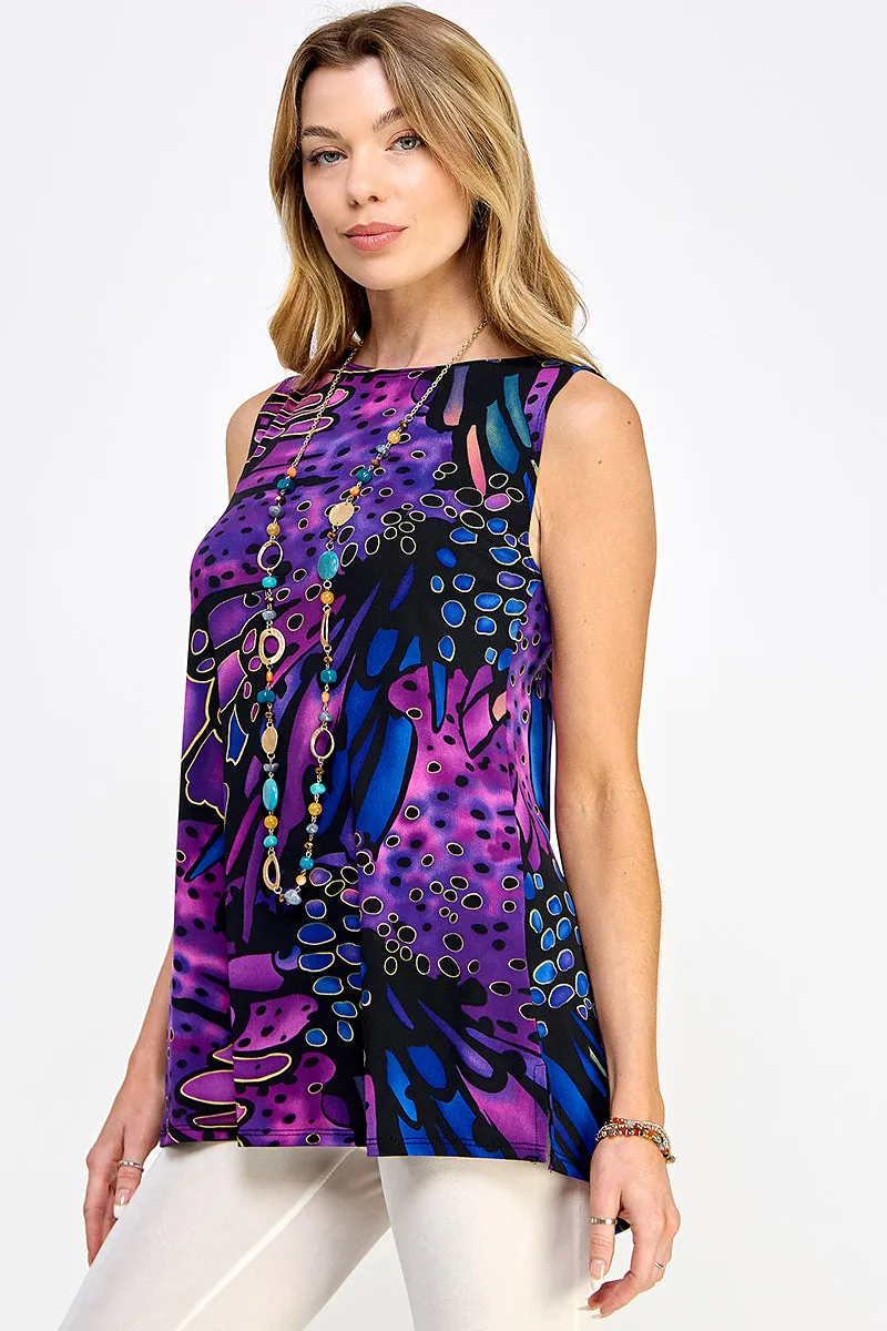 Boat Neckline Print Tank Top-2063HT-TRP1-W207