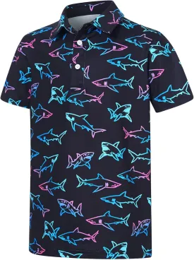 Boys Performance Polo Shirt Short Sleeve Golf Clothes for Active Casual Size 5-14