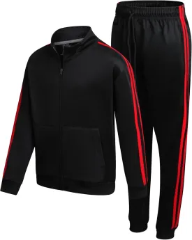 Boys' Tricot Jogger Set - 2 Piece Active Performance Zip-Up Tracksuit Set (Size: 4-18)