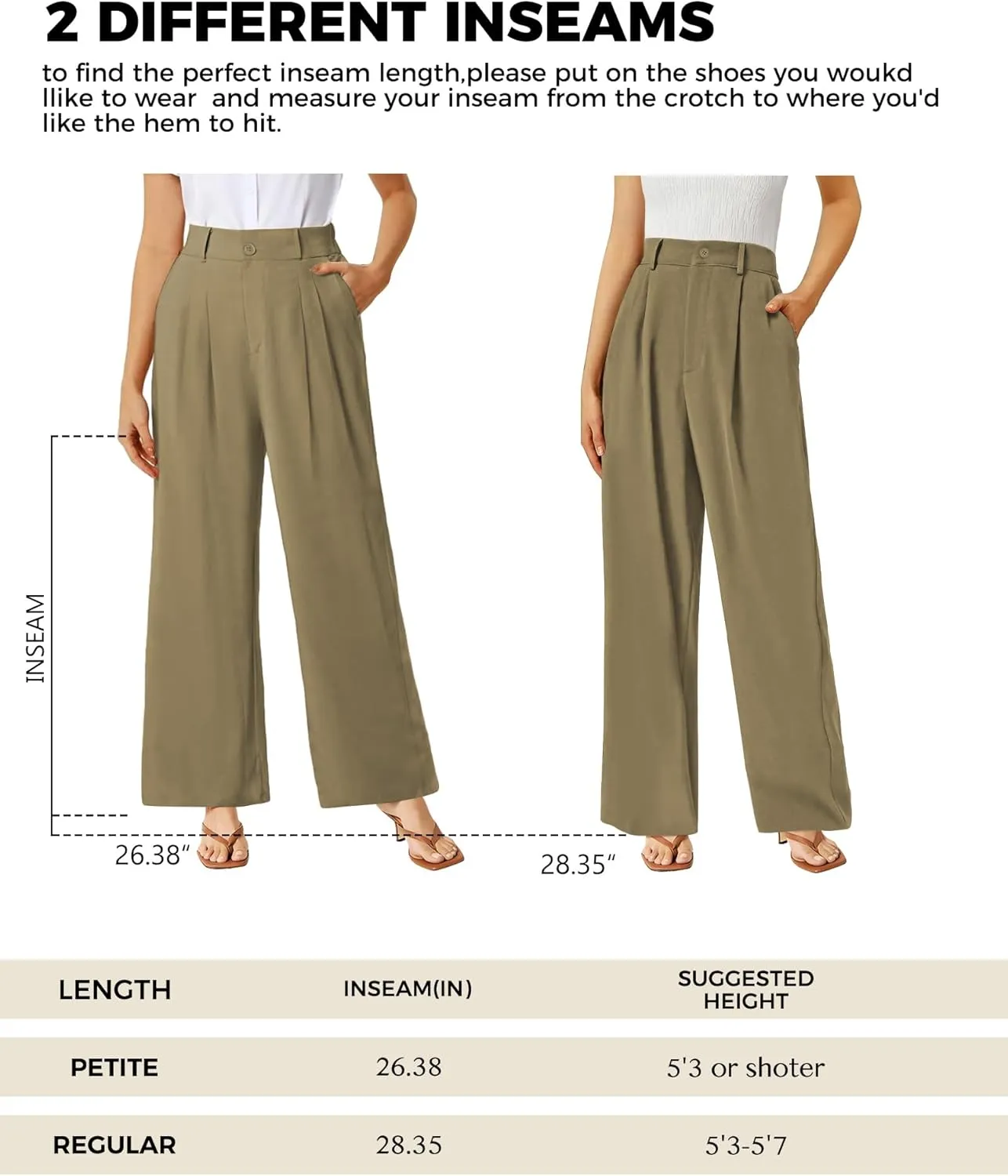 Buauty Womens Wide Leg Pants High Stretchy Waisted Dress Pants Business Casual Work Trousers Dressy Outfits with Pockets