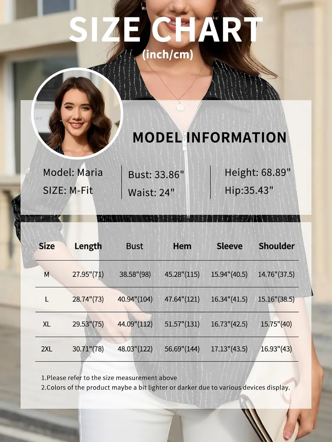 Bulotus Women's 3/4 Sleeve V-Neck Casual Plaid Tunic Shirt