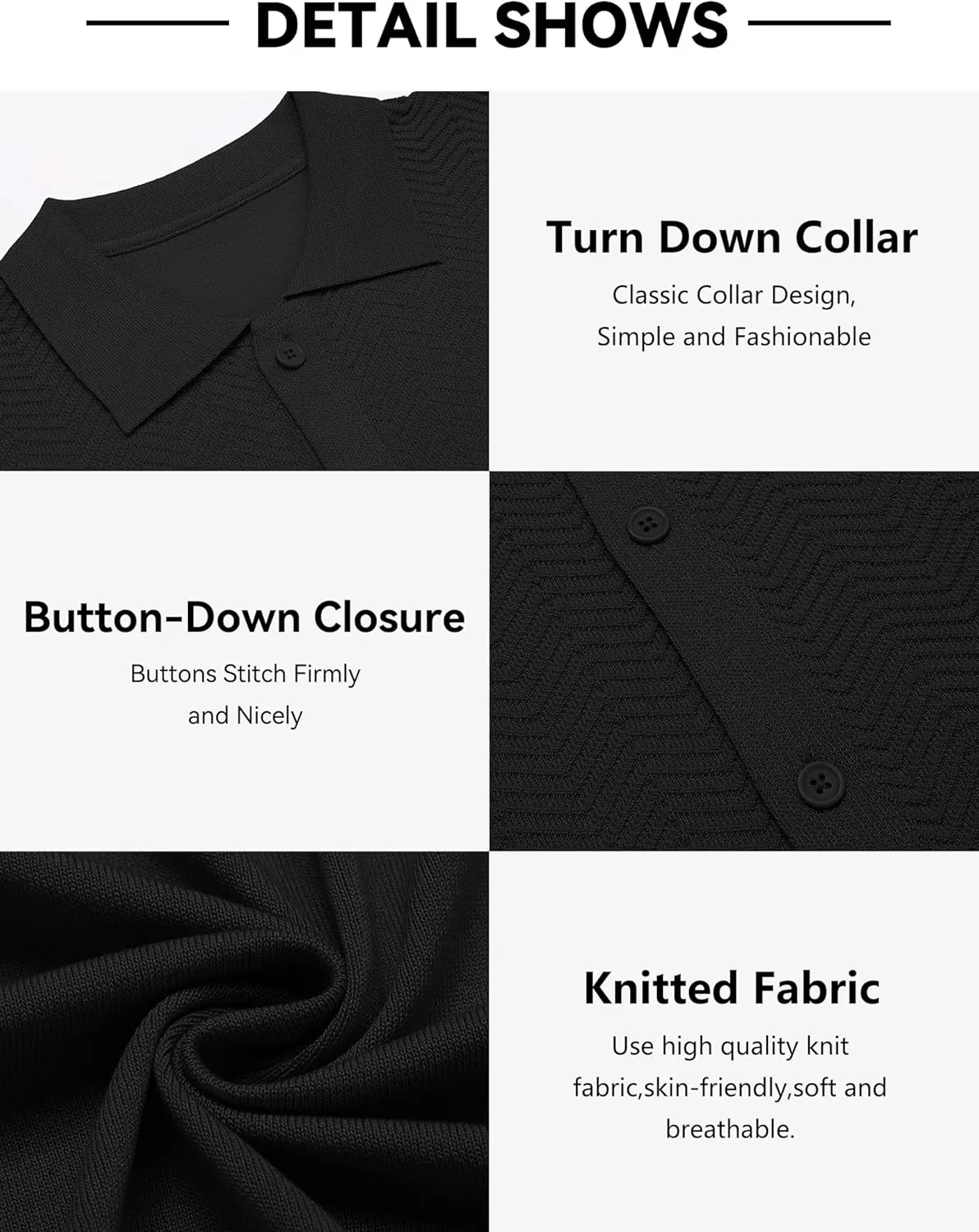 COOFANDY Mens Knit Short Sleeve Shirt Casual Button Down Shirt Vintage Fashion Polo Shirts Crochet Summer Beach Shirts