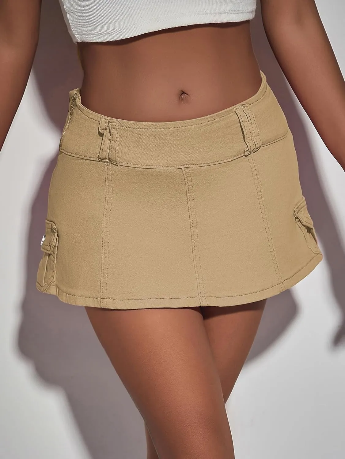 Floerns Women's Casual A Line Flare Jean Denim Mini Skirts with Pocket