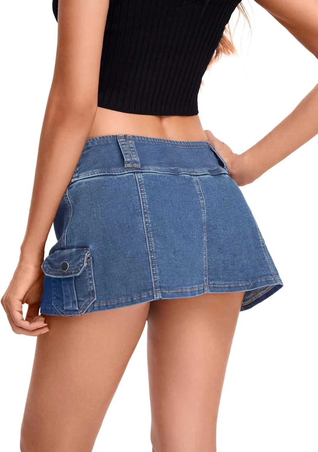 Floerns Women's Casual A Line Flare Jean Denim Mini Skirts with Pocket