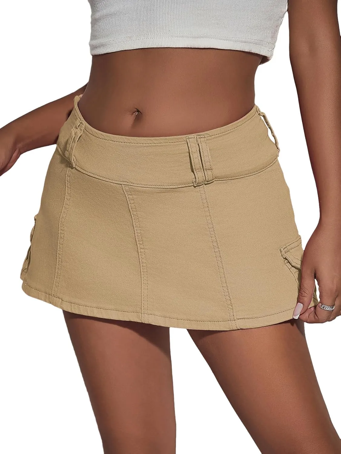 Floerns Women's Casual A Line Flare Jean Denim Mini Skirts with Pocket