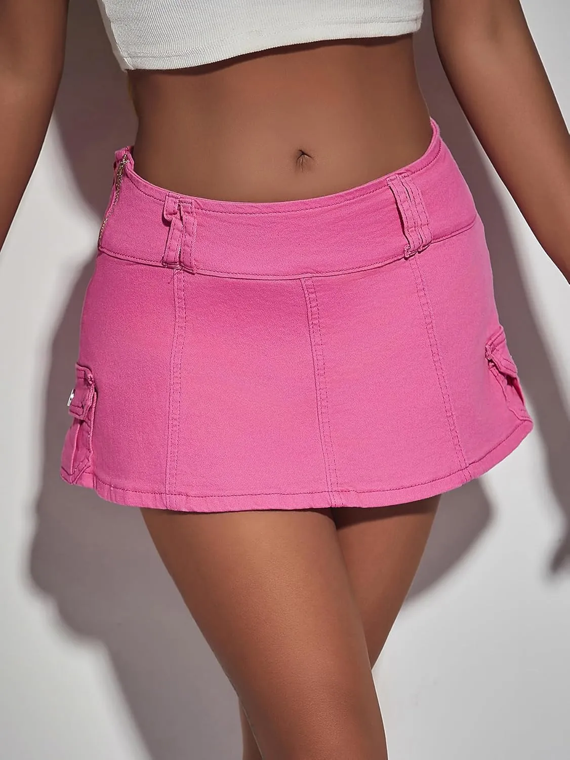 Floerns Women's Casual A Line Flare Jean Denim Mini Skirts with Pocket