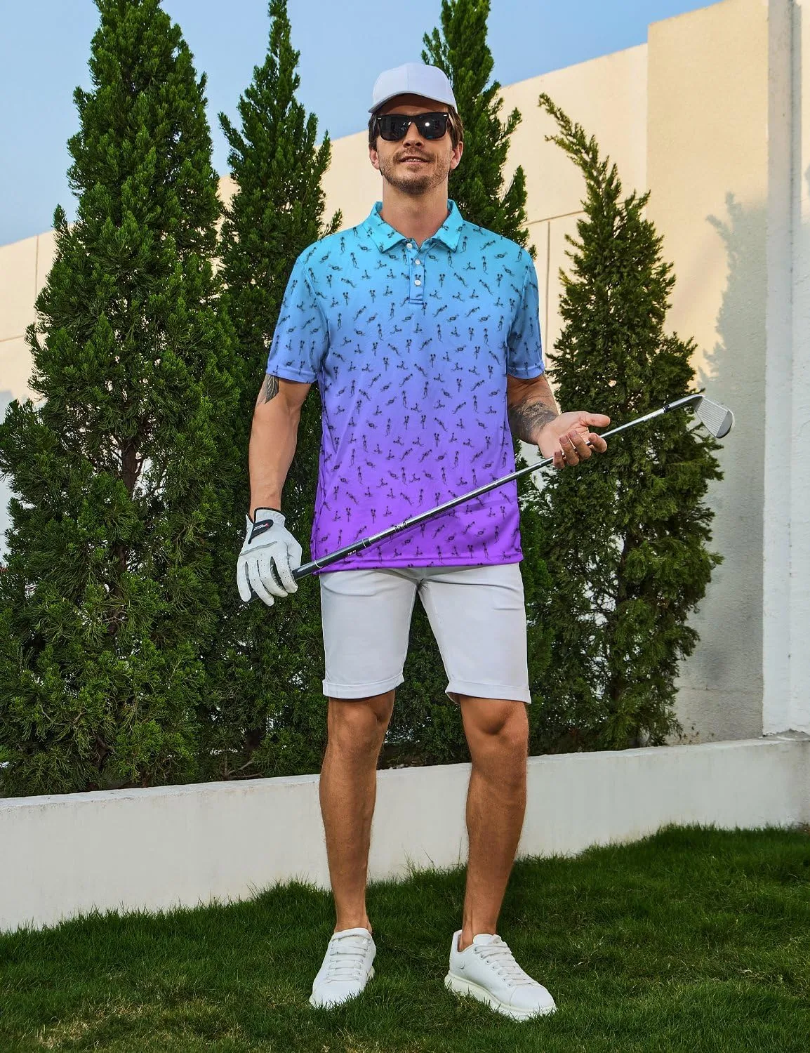 Golf Shirts for Men Funny Polo Short Sleeve Performance Moisture Wicking Quick Dry Mens Hawaiian Polo Shirt