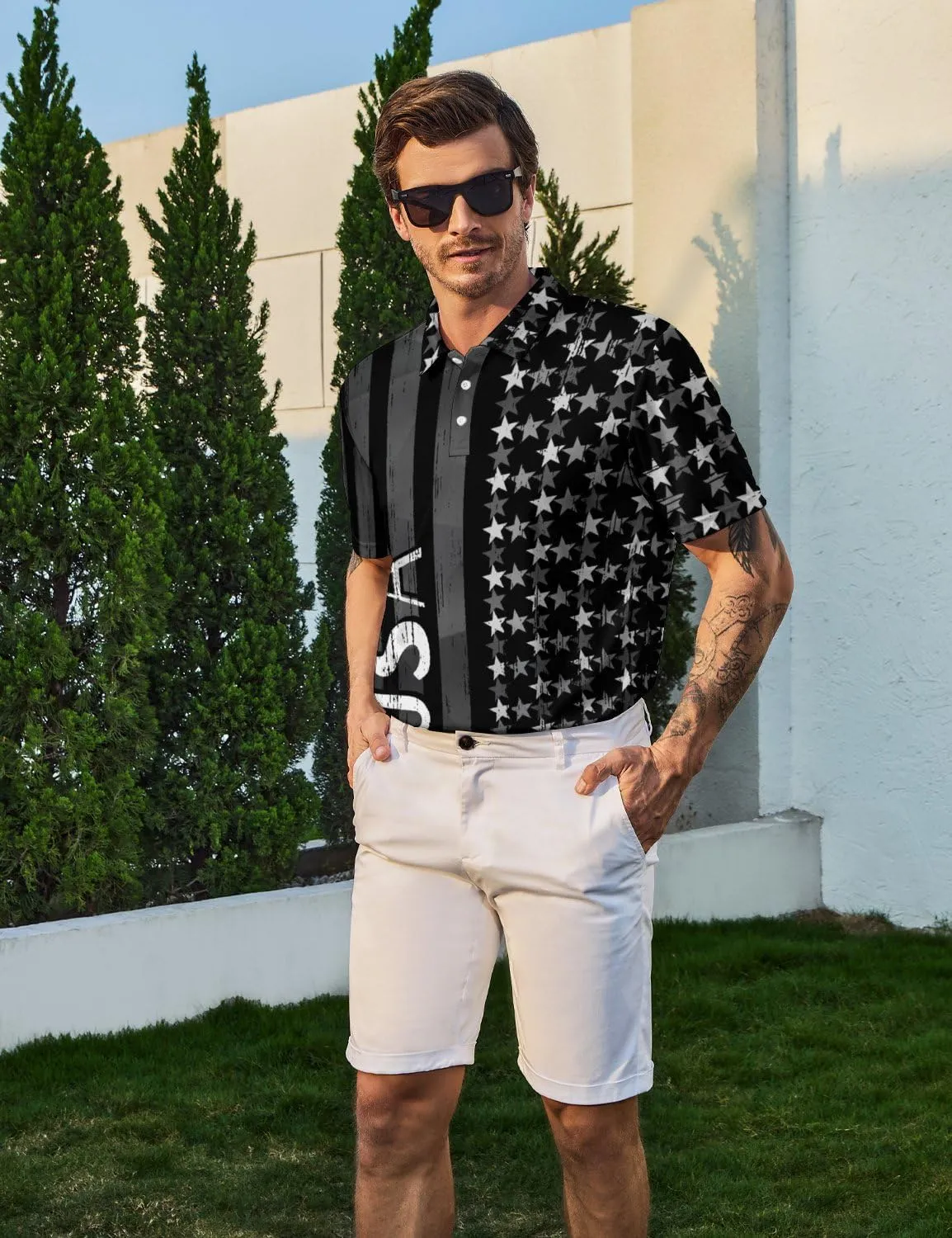 Golf Shirts for Men Funny Polo Short Sleeve Performance Moisture Wicking Quick Dry Mens Hawaiian Polo Shirt