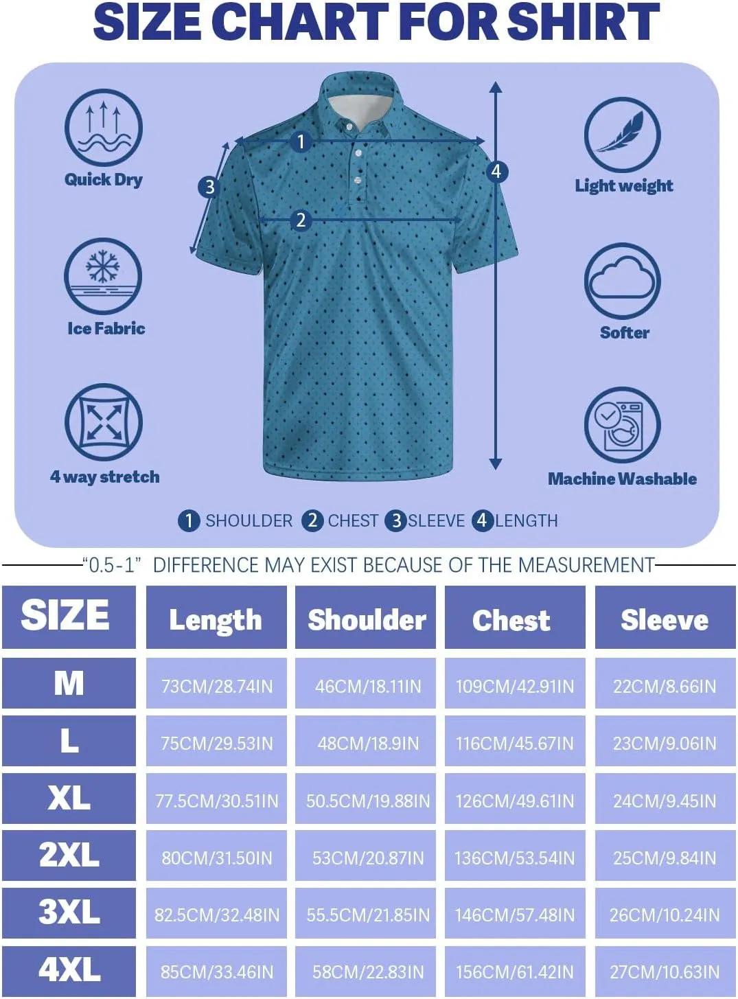 Golf Shirts for Men Funny Polo Short Sleeve Performance Moisture Wicking Quick Dry Mens Hawaiian Polo Shirt