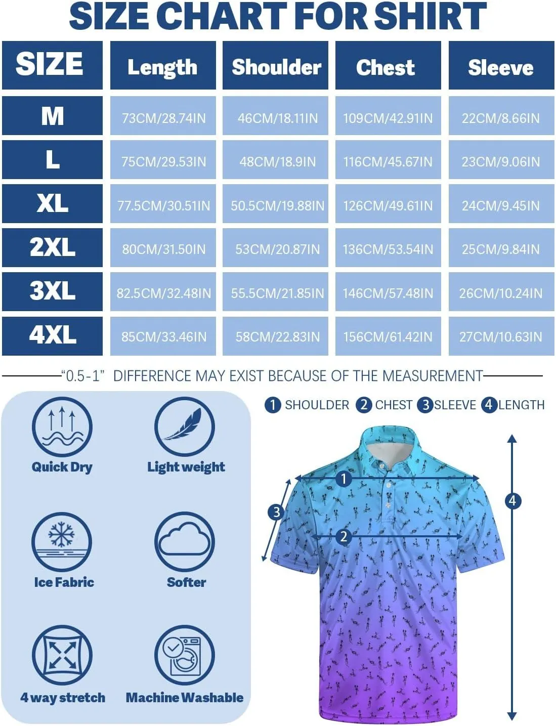 Golf Shirts for Men Funny Polo Short Sleeve Performance Moisture Wicking Quick Dry Mens Hawaiian Polo Shirt