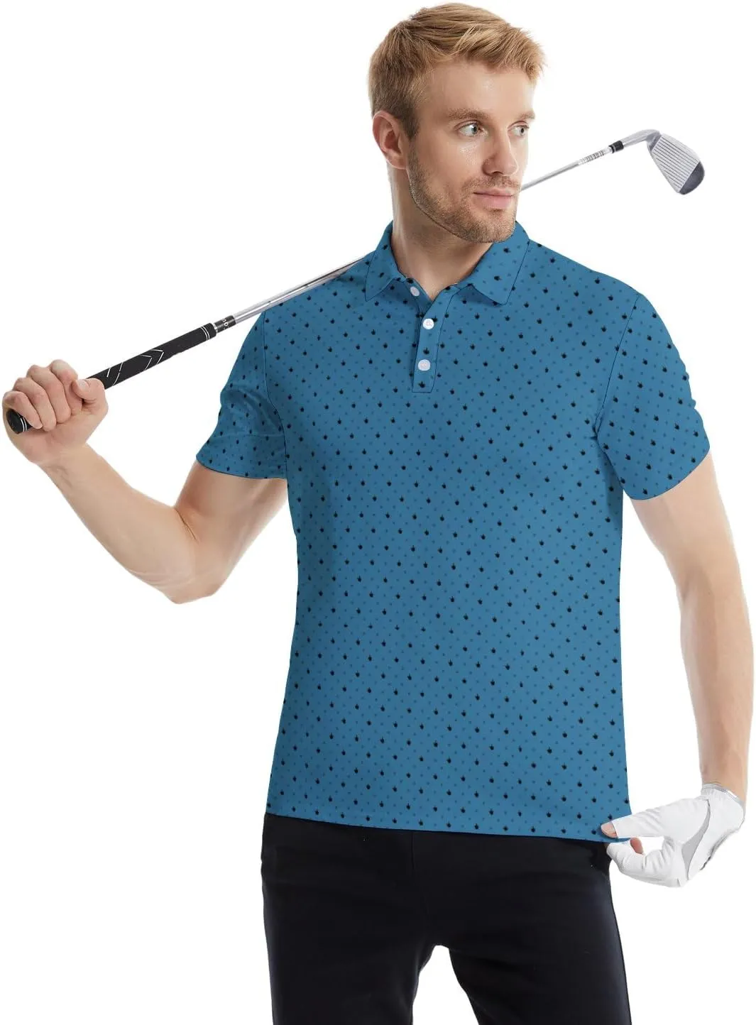 Golf Shirts for Men Funny Polo Short Sleeve Performance Moisture Wicking Quick Dry Mens Hawaiian Polo Shirt