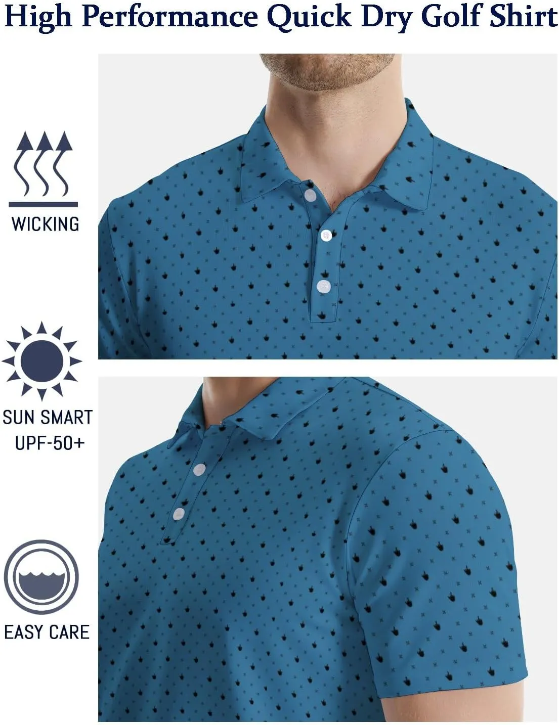 Golf Shirts for Men Funny Polo Short Sleeve Performance Moisture Wicking Quick Dry Mens Hawaiian Polo Shirt