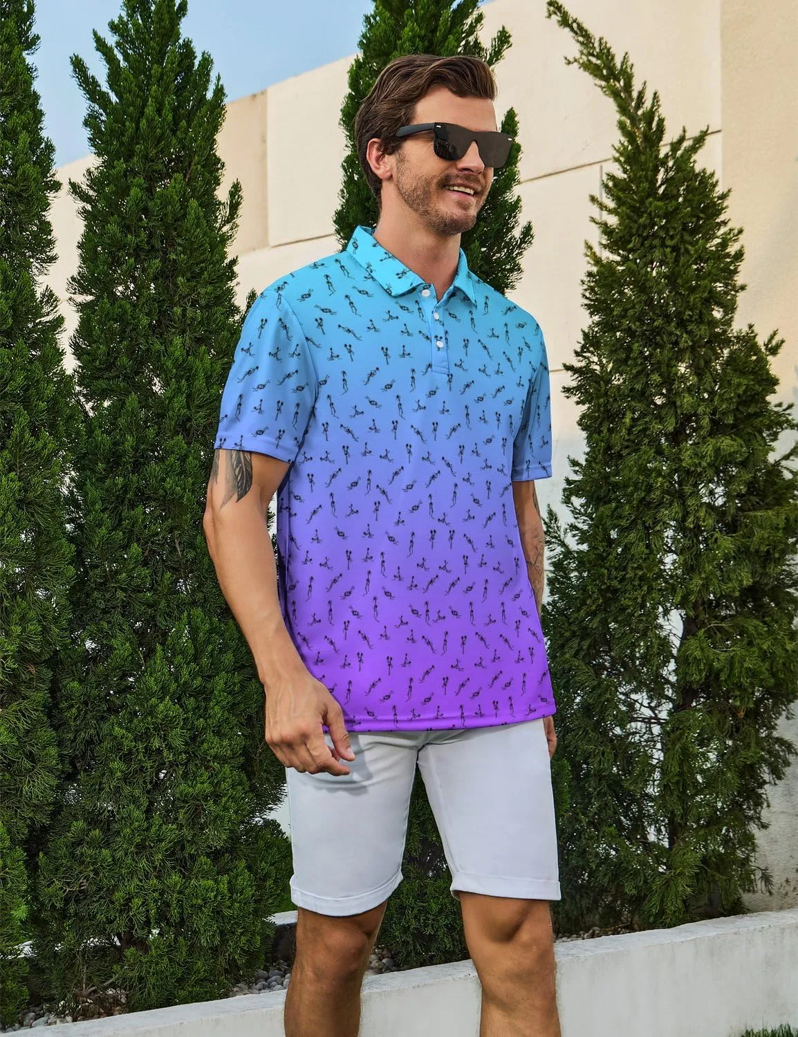 Golf Shirts for Men Funny Polo Short Sleeve Performance Moisture Wicking Quick Dry Mens Hawaiian Polo Shirt