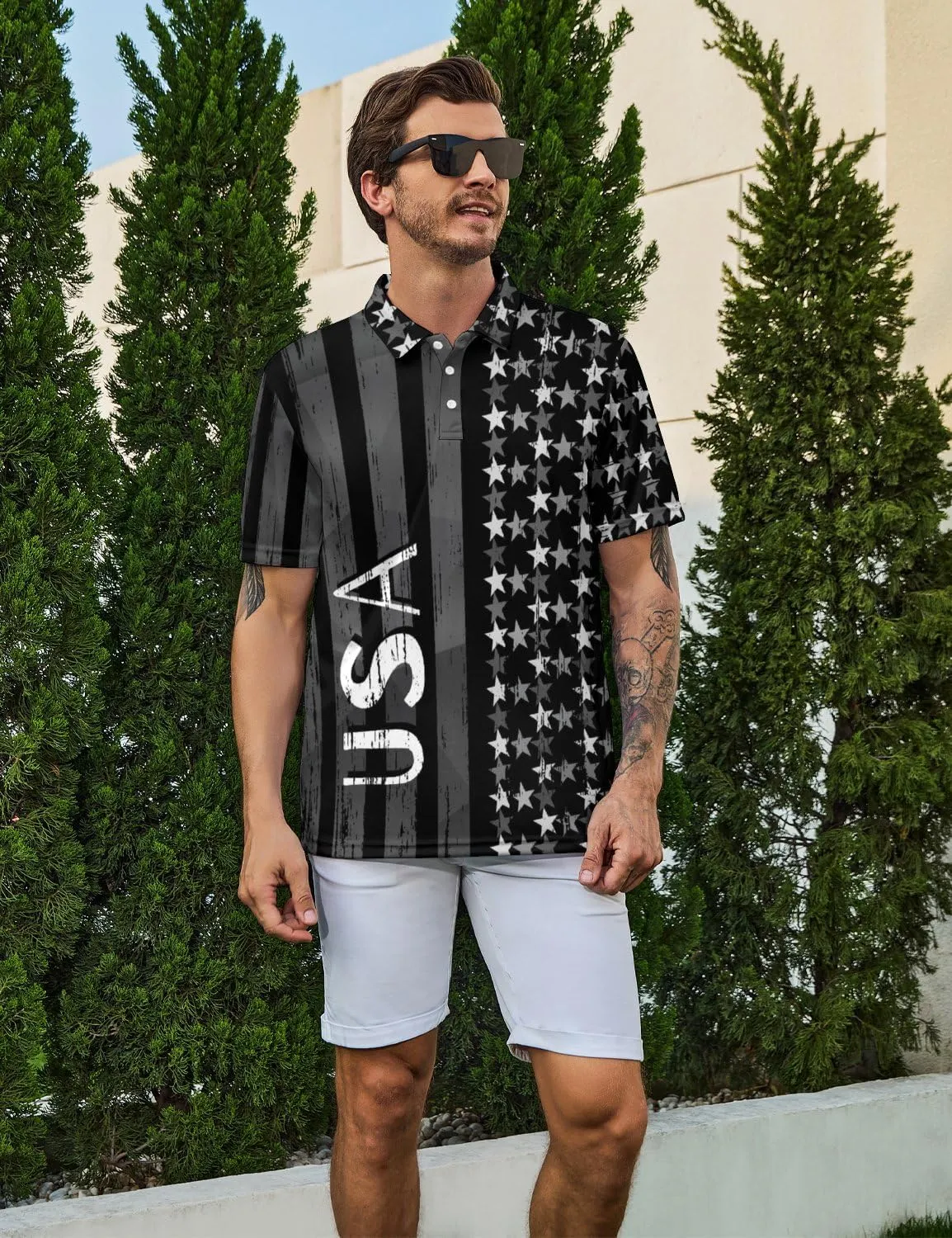 Golf Shirts for Men Funny Polo Short Sleeve Performance Moisture Wicking Quick Dry Mens Hawaiian Polo Shirt