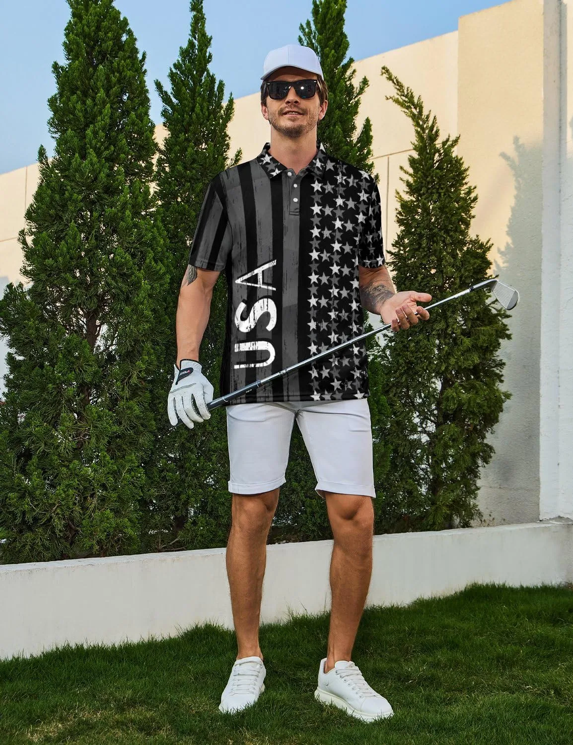 Golf Shirts for Men Funny Polo Short Sleeve Performance Moisture Wicking Quick Dry Mens Hawaiian Polo Shirt