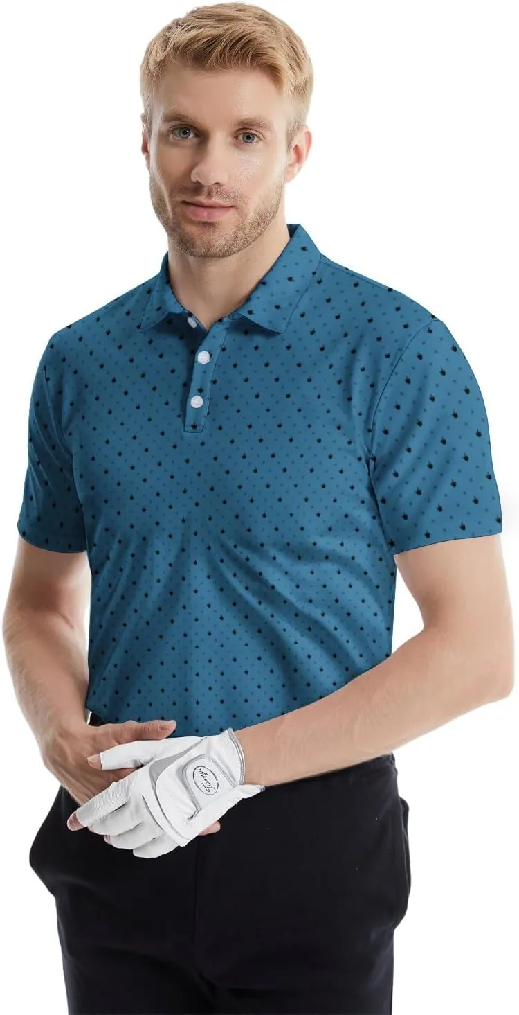 Golf Shirts for Men Funny Polo Short Sleeve Performance Moisture Wicking Quick Dry Mens Hawaiian Polo Shirt