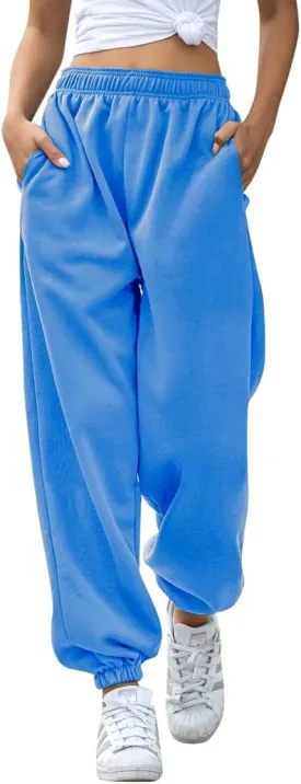 HeSaYep Women's High Waisted Sweatpants Workout Active Joggers Pants Baggy Lounge Bottoms