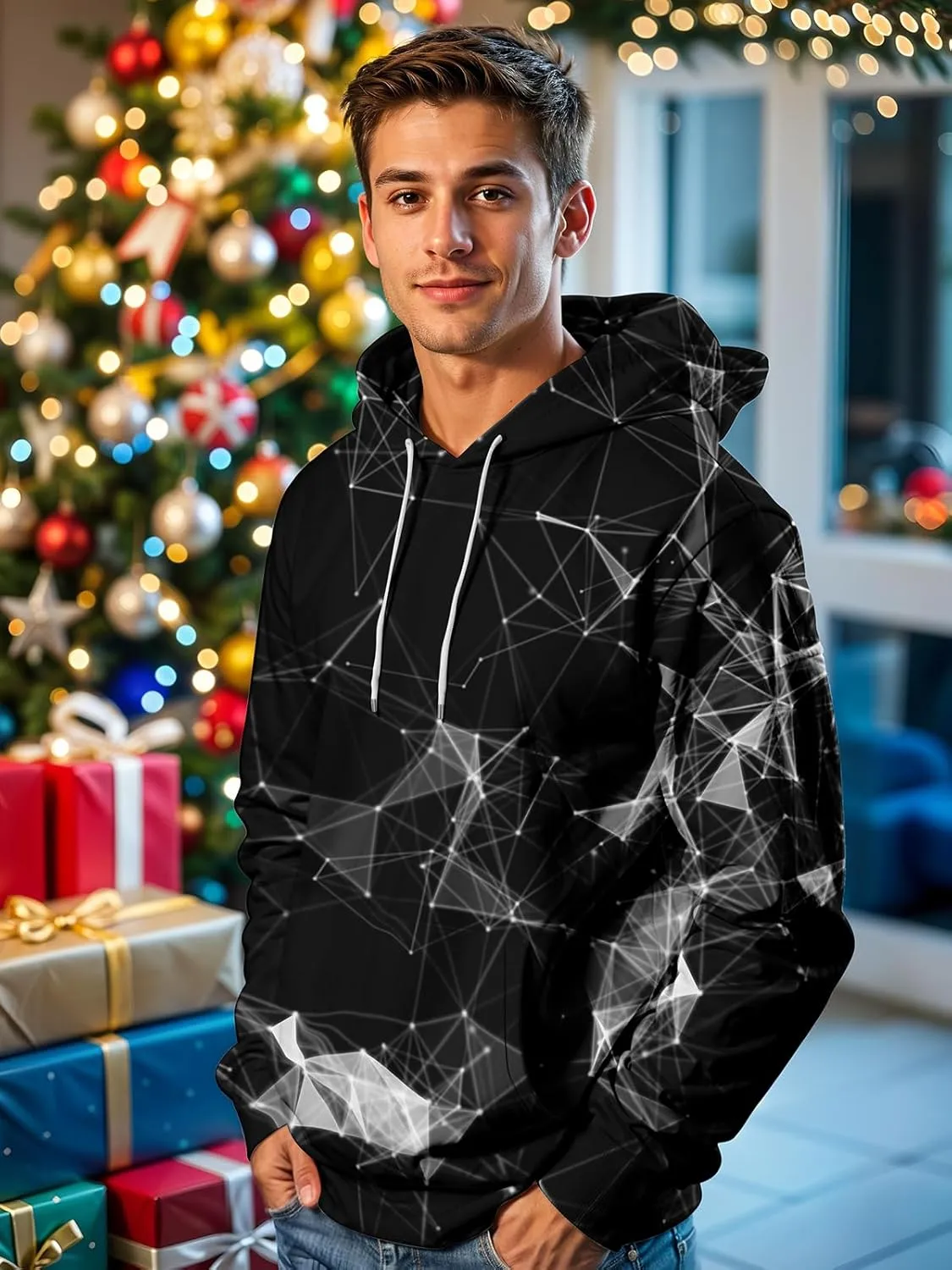 Hoodies for Men and Women-Teen Boys Pullover Hoodies Sweatshirt for Gifts Black red Galaxy Hoodies