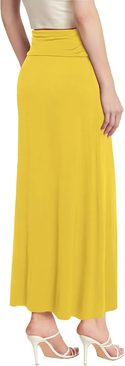 Hybrid & Company Women Versatile Fold Over Waist Maxi Skirt/Convertible Dress