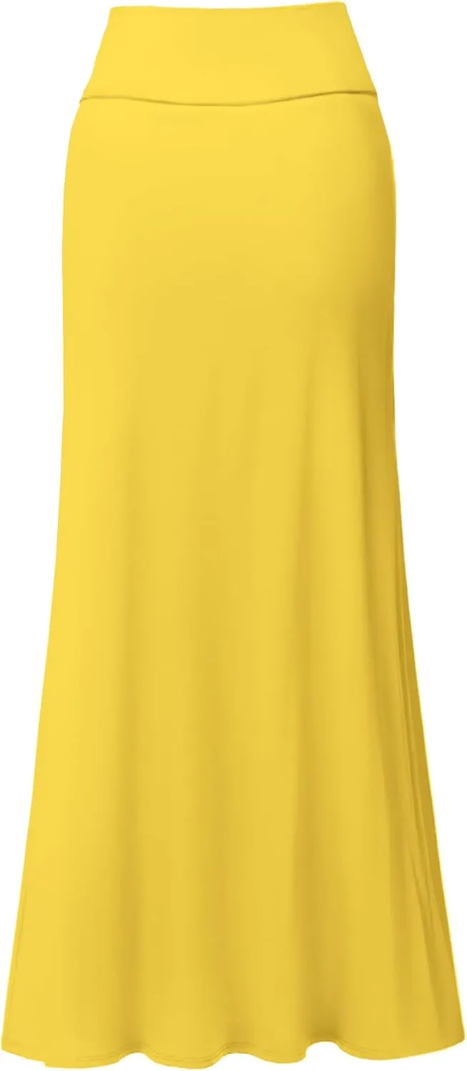 Hybrid & Company Women Versatile Fold Over Waist Maxi Skirt/Convertible Dress