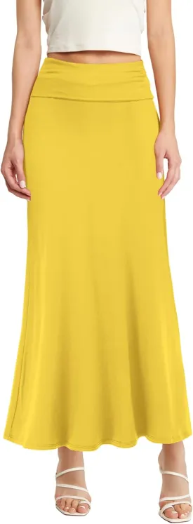 Hybrid & Company Women Versatile Fold Over Waist Maxi Skirt/Convertible Dress