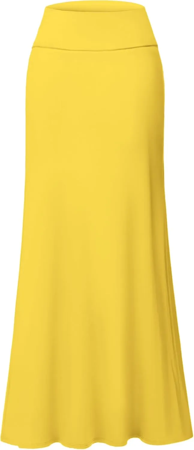 Hybrid & Company Women Versatile Fold Over Waist Maxi Skirt/Convertible Dress