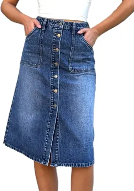 Jean Skirt for Women Denim Skirt High Waist Stretch Midi Denim Skirts with Pockets