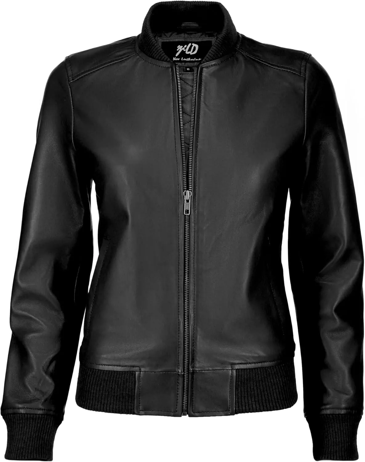 Jild Classical Varsity Style Leather Jacket Women - Casual Fashion Windbreaker Moto Biker Genuine Leather Bomber Jacket Women