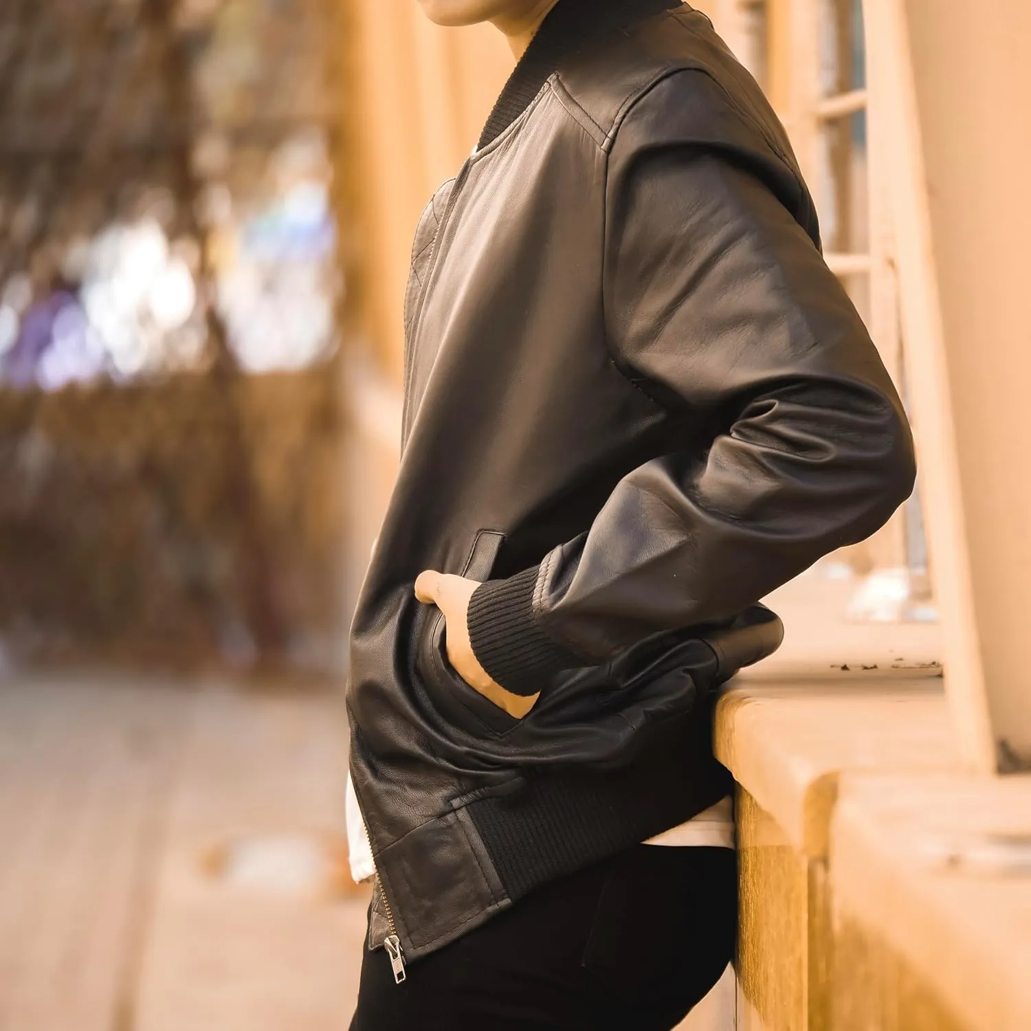 Jild Classical Varsity Style Leather Jacket Women - Casual Fashion Windbreaker Moto Biker Genuine Leather Bomber Jacket Women