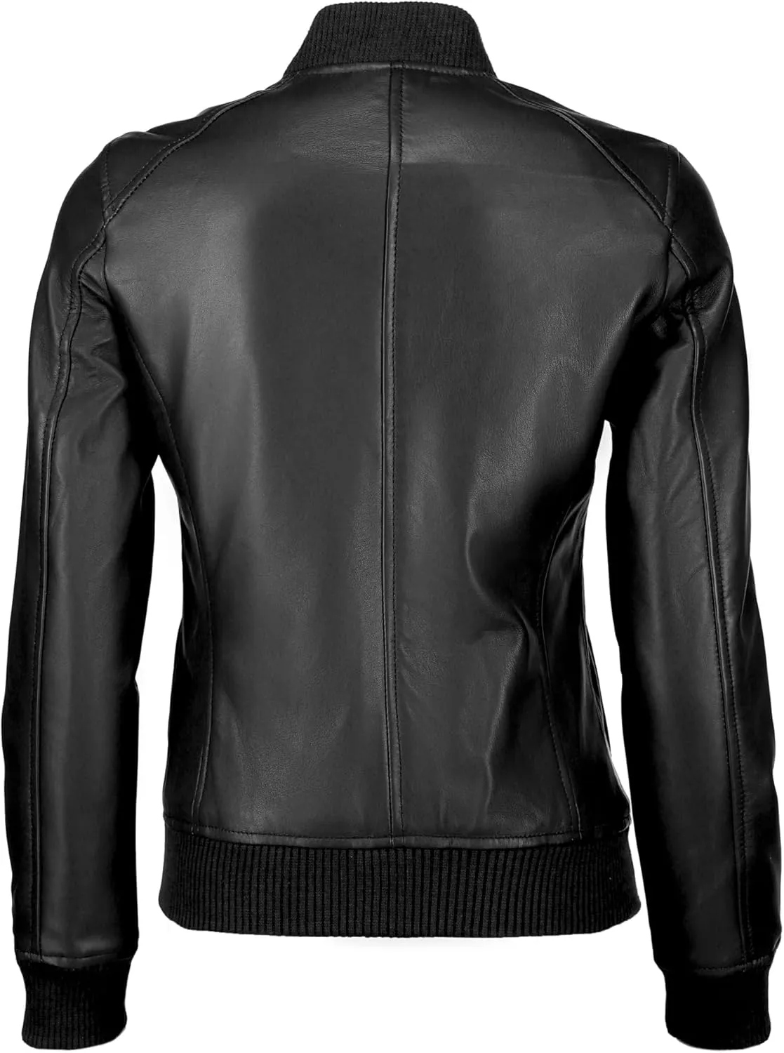 Jild Classical Varsity Style Leather Jacket Women - Casual Fashion Windbreaker Moto Biker Genuine Leather Bomber Jacket Women