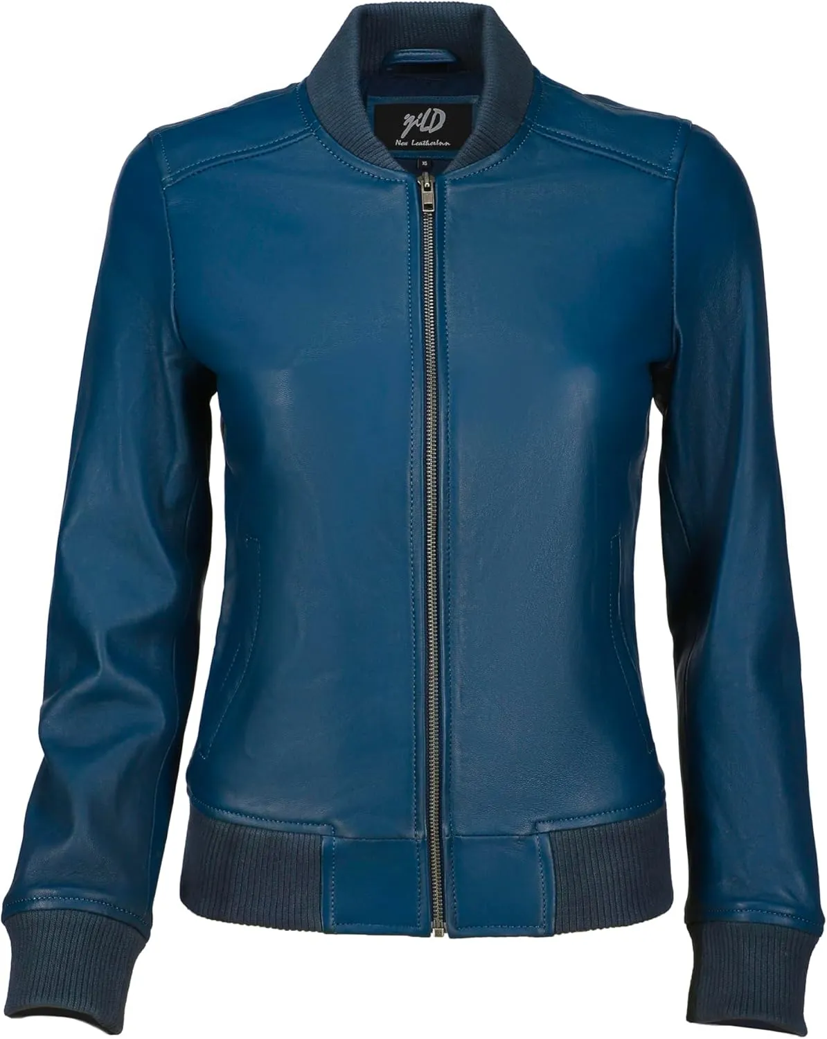 Jild Classical Varsity Style Leather Jacket Women - Casual Fashion Windbreaker Moto Biker Genuine Leather Bomber Jacket Women