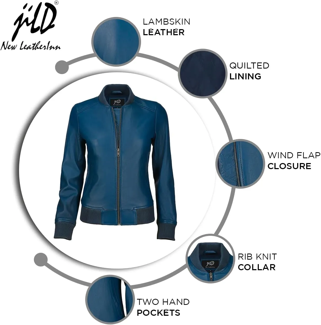 Jild Classical Varsity Style Leather Jacket Women - Casual Fashion Windbreaker Moto Biker Genuine Leather Bomber Jacket Women