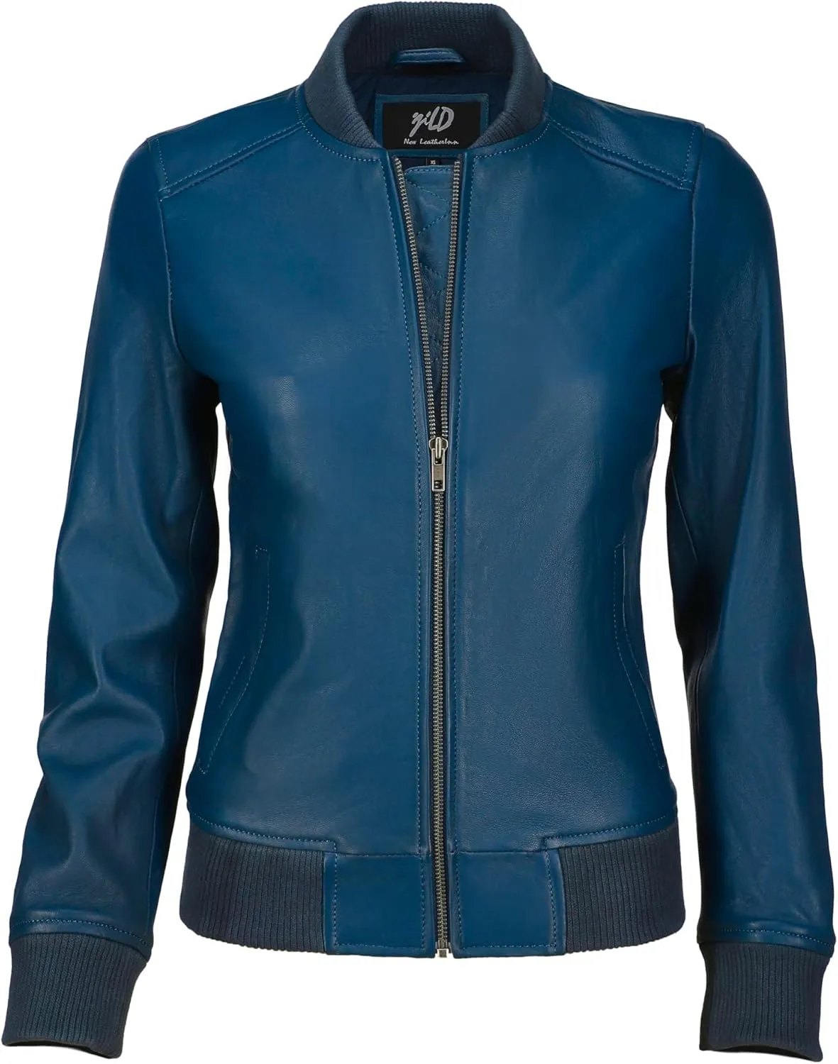 Jild Classical Varsity Style Leather Jacket Women - Casual Fashion Windbreaker Moto Biker Genuine Leather Bomber Jacket Women