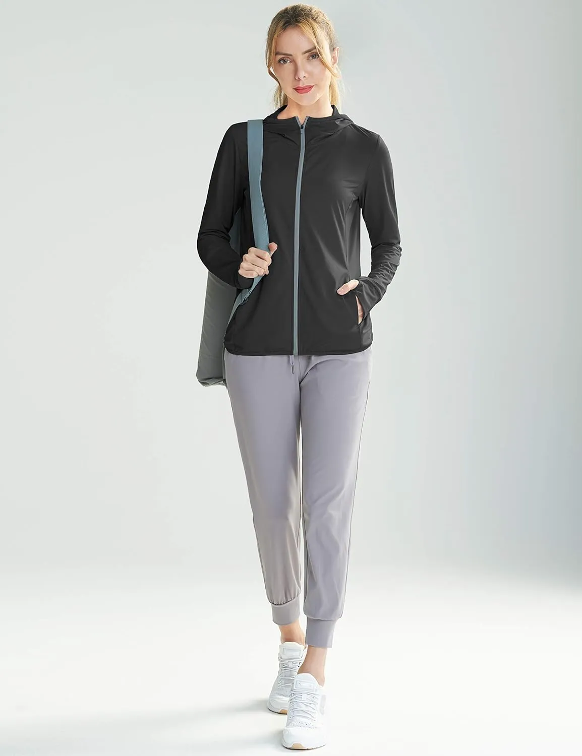 Libin Women's Sun Shirts Full Zip UPF 50  Sun Protection Hoodie Jacket Long Sleeve Hiking Outdoor Performance with Pockets