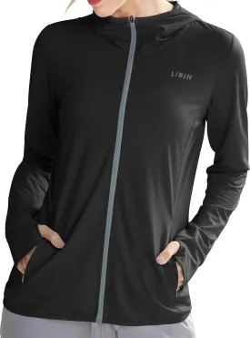 Libin Women's Sun Shirts Full Zip UPF 50  Sun Protection Hoodie Jacket Long Sleeve Hiking Outdoor Performance with Pockets
