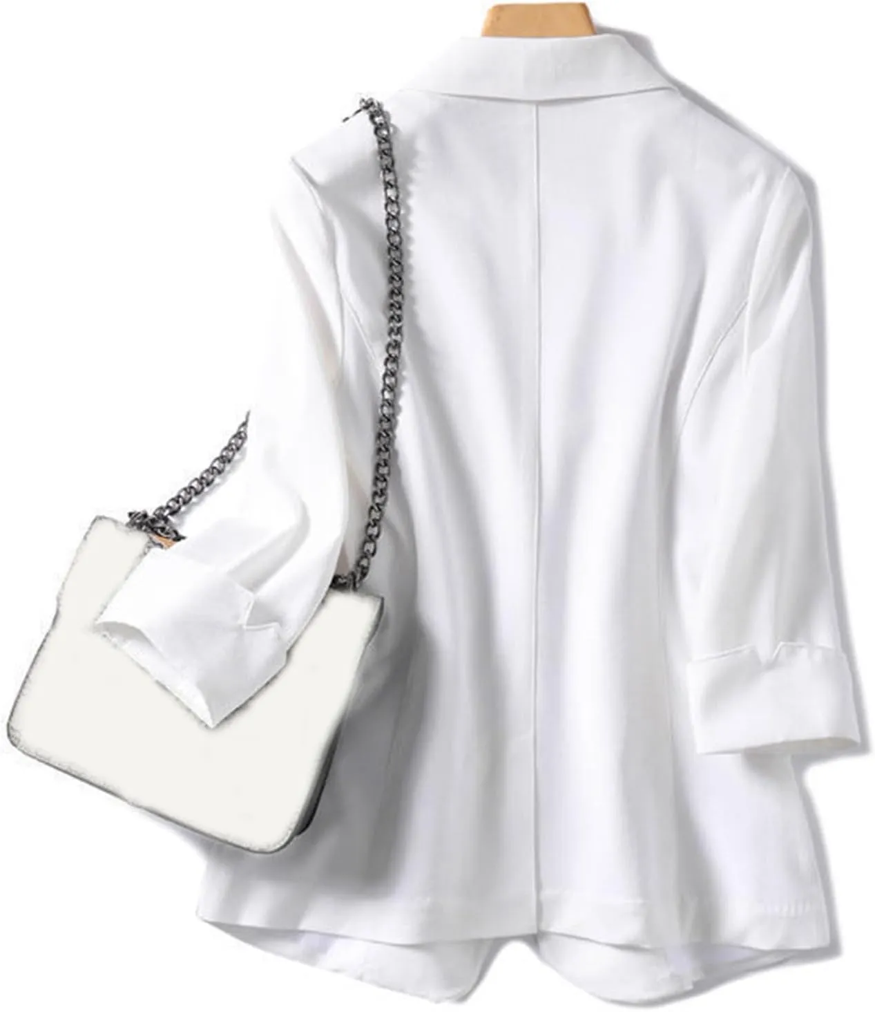 Linen Blazers for Women Business Casual Dressy Lapel Suit Blazer 3/4 Sleeve Lightweight Spring Summer Blazer Jackets