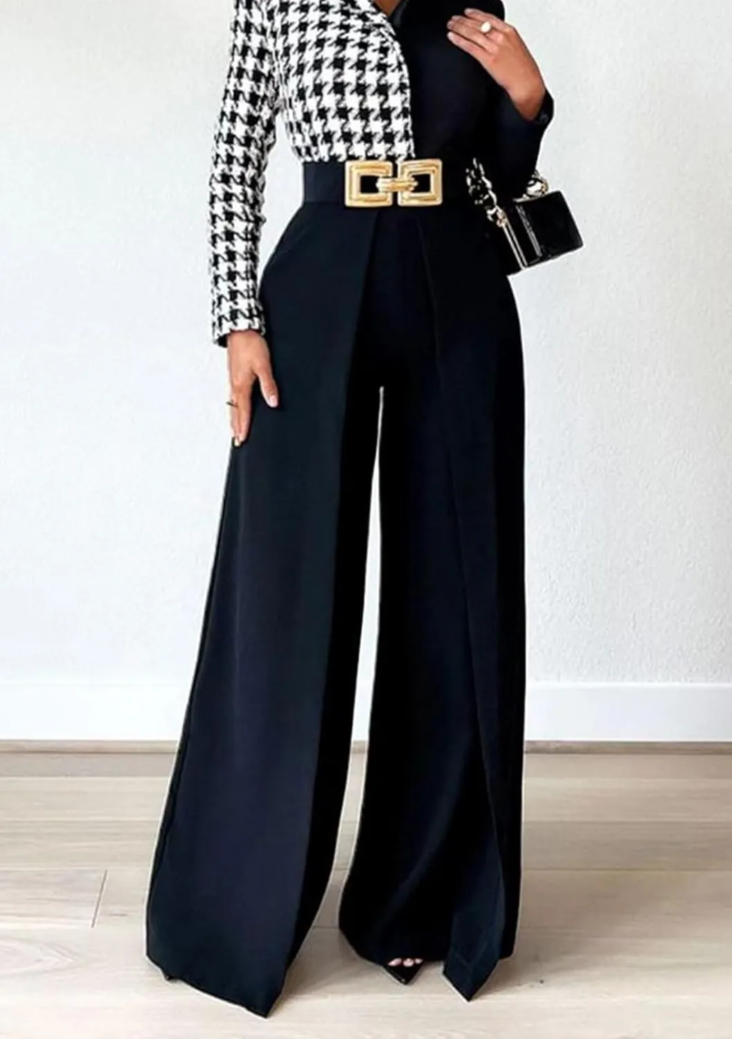 LROSEY Women Flowy High Waisted Wide Leg Dress Pants Pleated Palazzo Trousers for Casual Business Work Office Suit