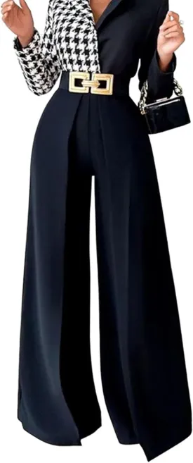 LROSEY Women Flowy High Waisted Wide Leg Dress Pants Pleated Palazzo Trousers for Casual Business Work Office Suit