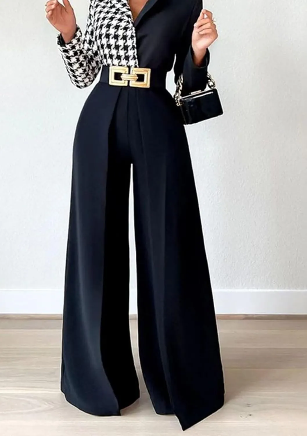 LROSEY Women Flowy High Waisted Wide Leg Dress Pants Pleated Palazzo Trousers for Casual Business Work Office Suit