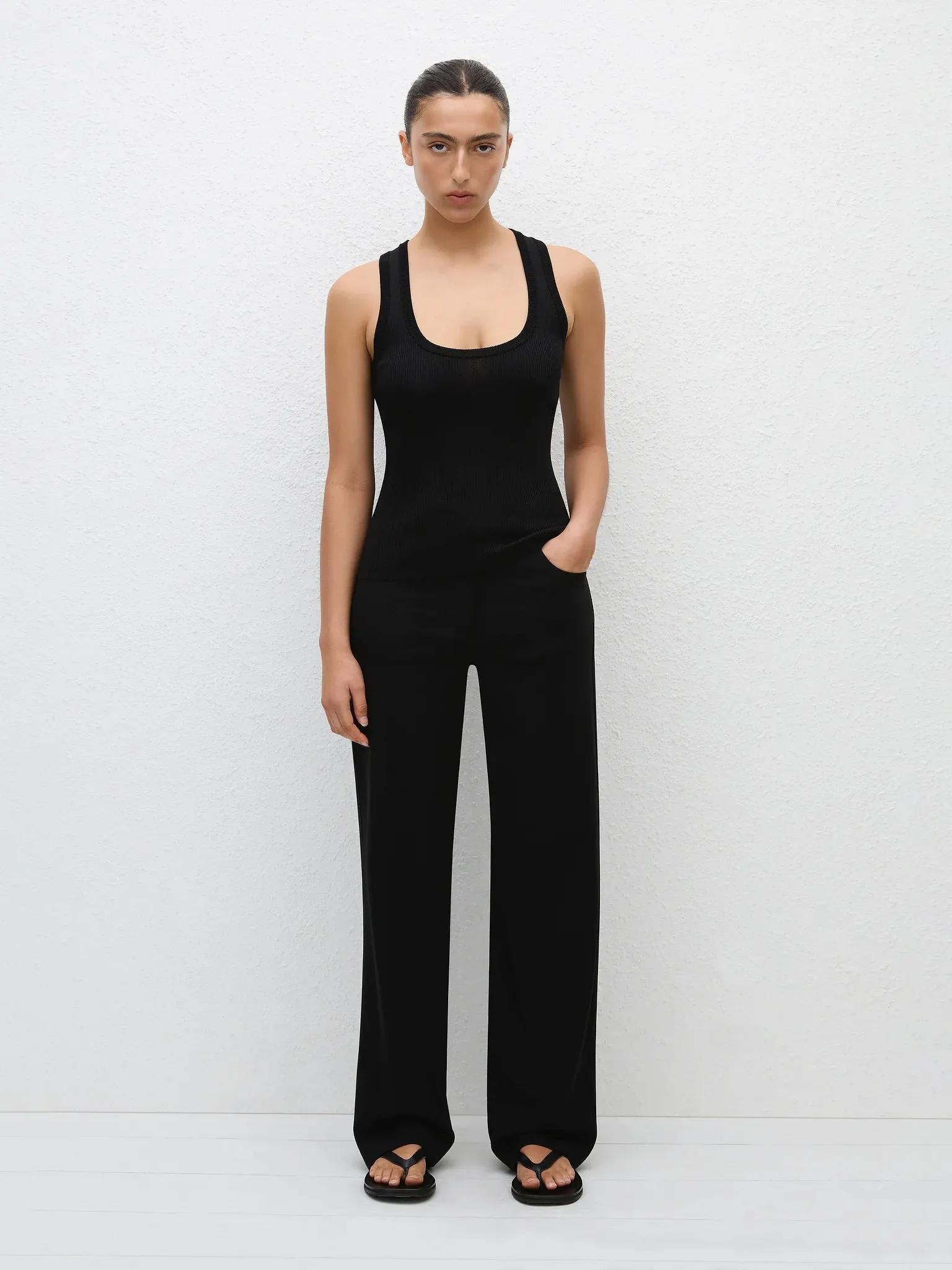 Matteau Ribbed Tank Black