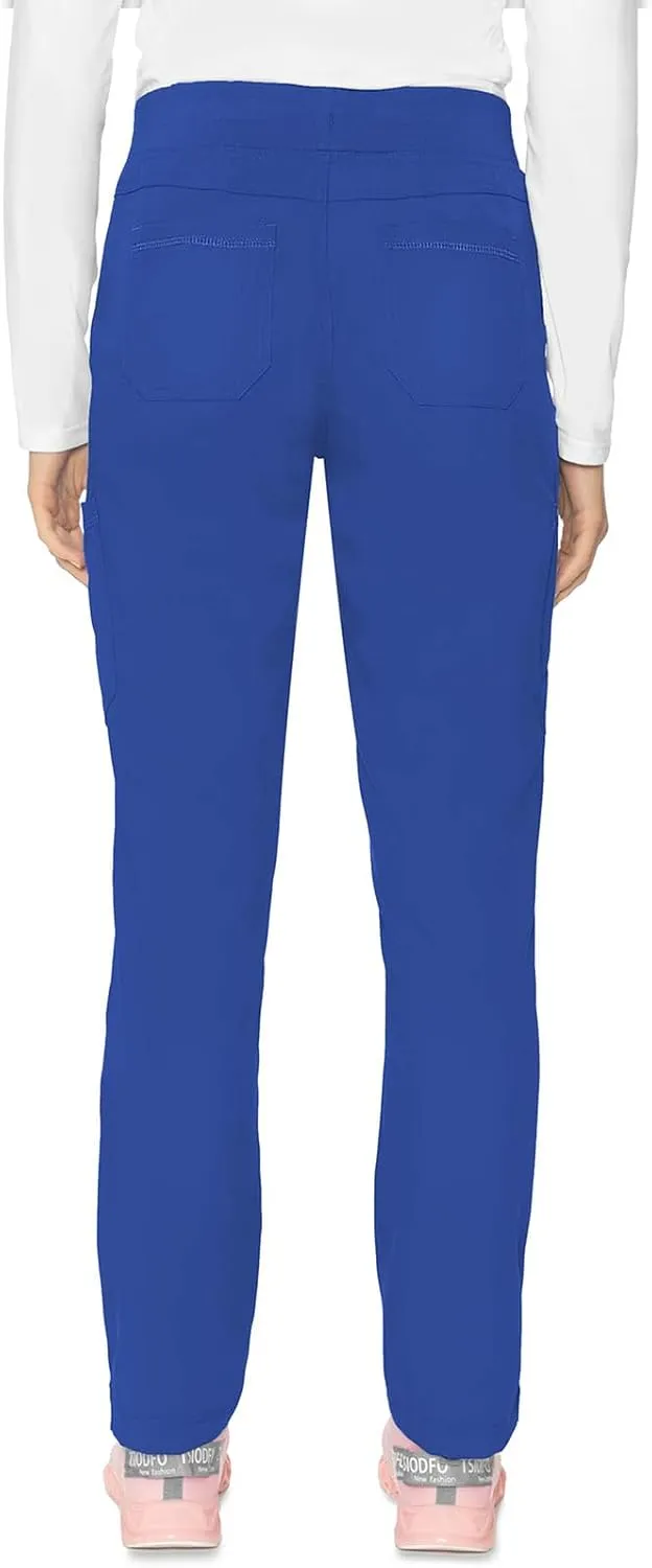Med Couture Scrub Pants for Women, Jersey Waist Yoga Bottoms, 6 Pockets with Mid Rise Drawstring Waistband - MC7725