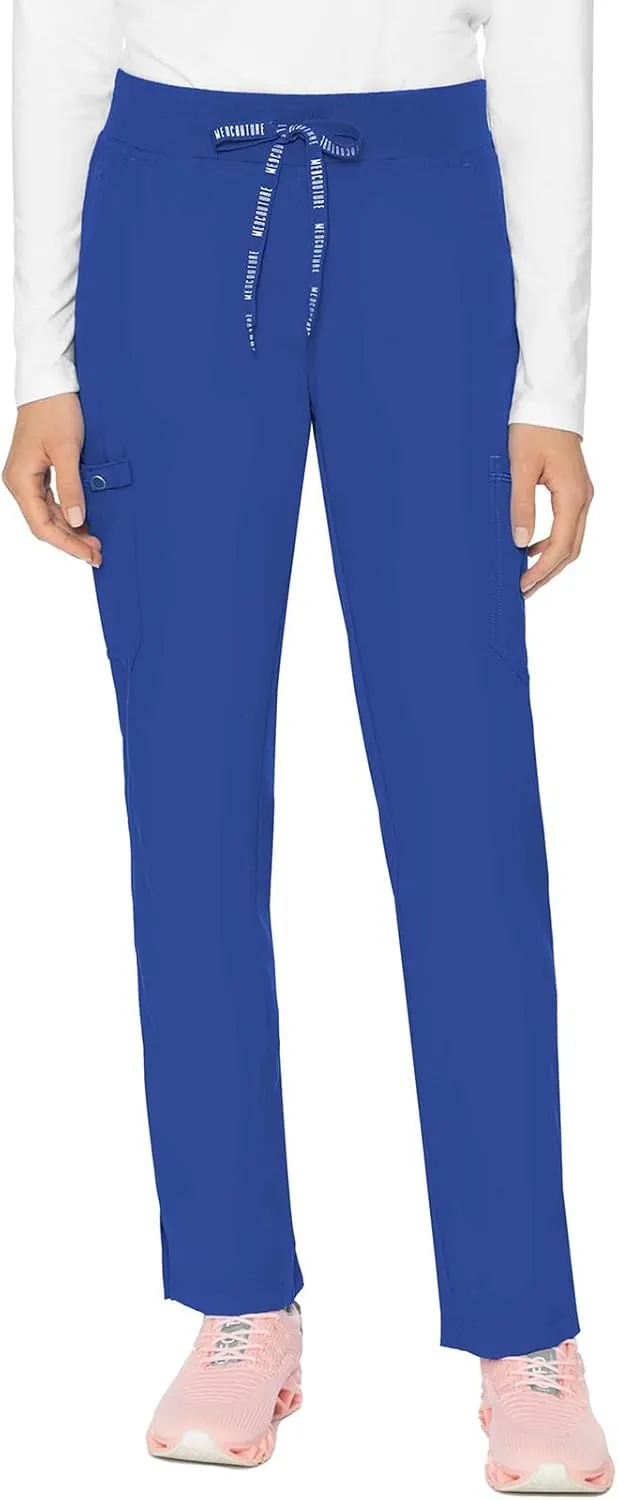Med Couture Scrub Pants for Women, Jersey Waist Yoga Bottoms, 6 Pockets with Mid Rise Drawstring Waistband - MC7725