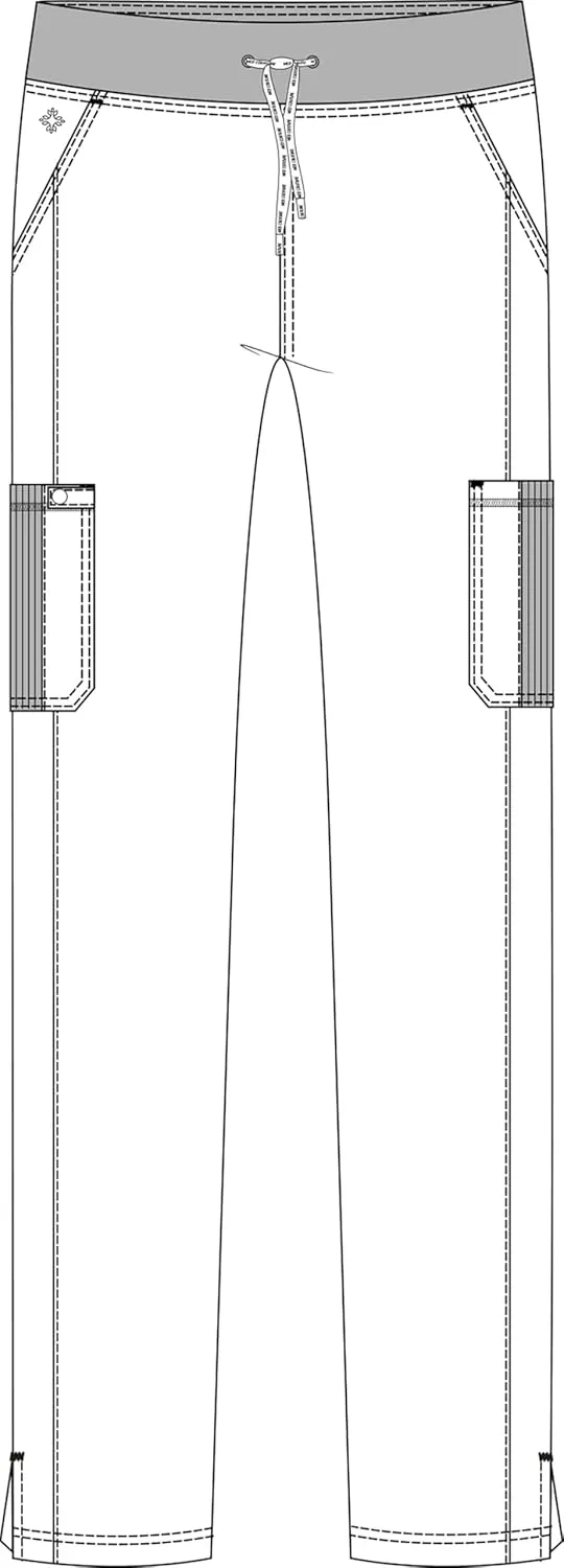 Med Couture Scrub Pants for Women, Jersey Waist Yoga Bottoms, 6 Pockets with Mid Rise Drawstring Waistband - MC7725