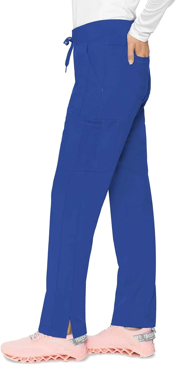 Med Couture Scrub Pants for Women, Jersey Waist Yoga Bottoms, 6 Pockets with Mid Rise Drawstring Waistband - MC7725
