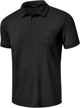 Men's Classic Short Sleeve Polo Shirt Casual Lightweight Solid Golf Shirts with Pocket